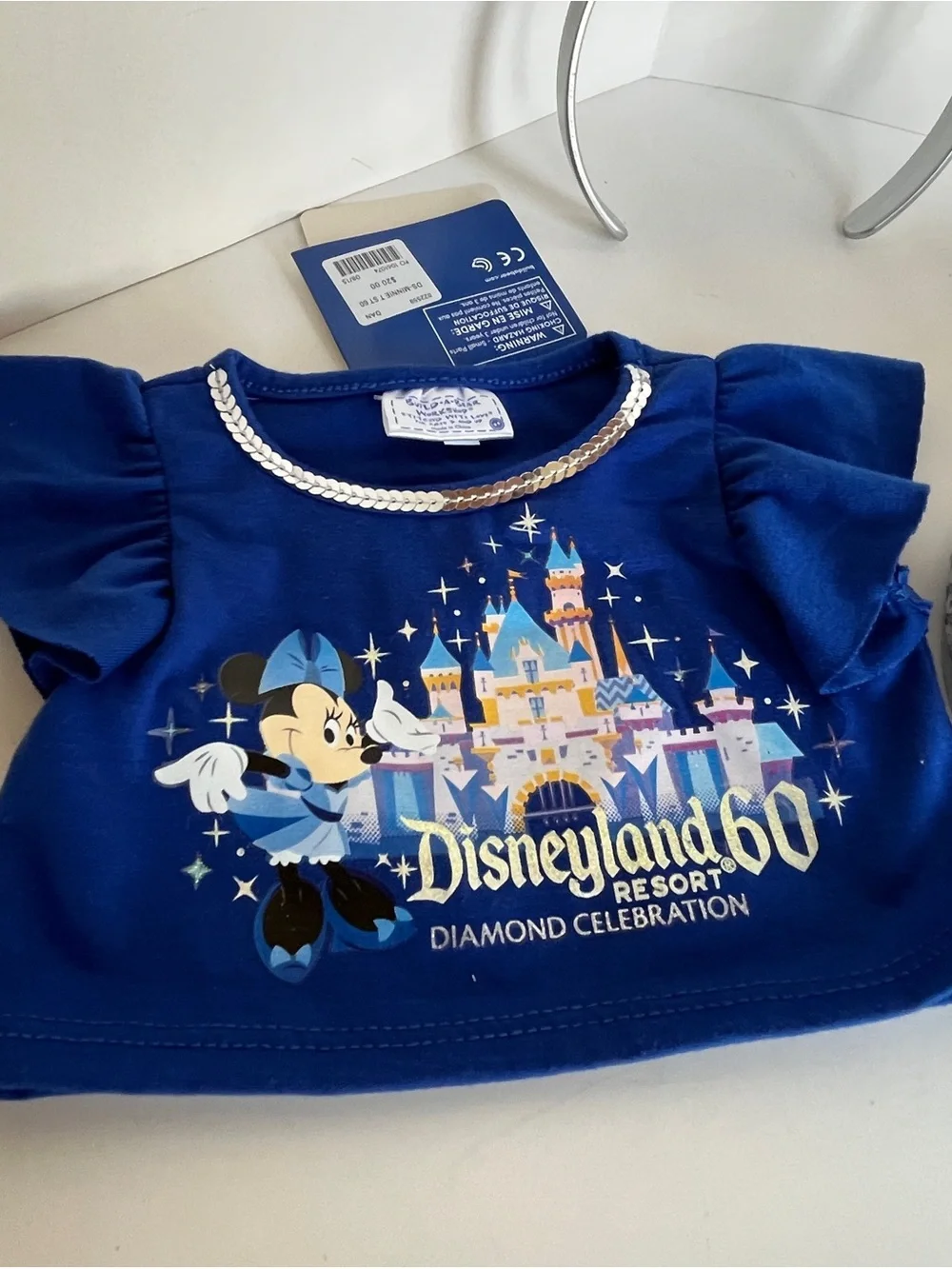 Set of Build-A-Bear Workshop blue Silver Sequin top, headband shoes accessories